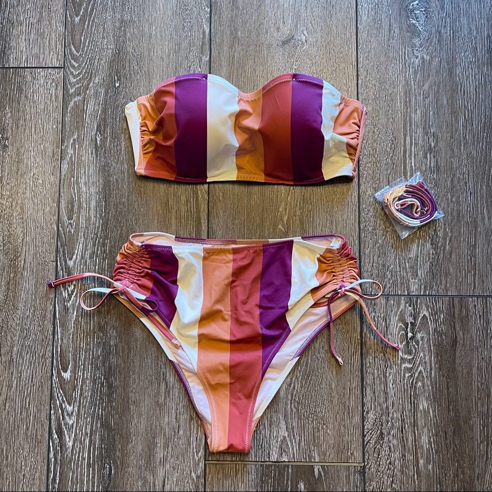 Multi Stripe Swimsuit Set